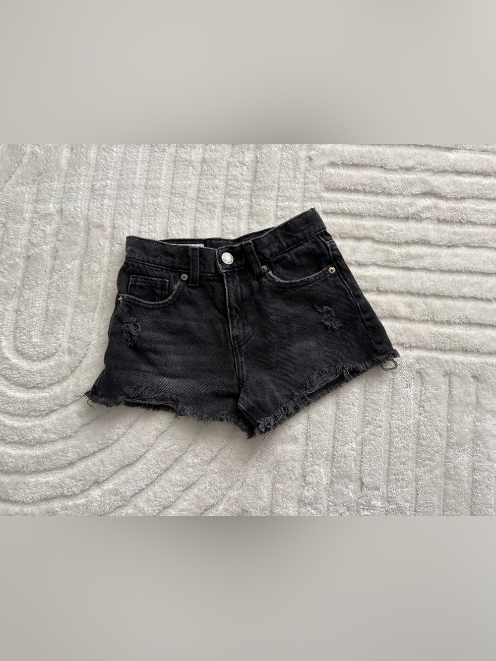 Black Distressed Denim girls Shorts